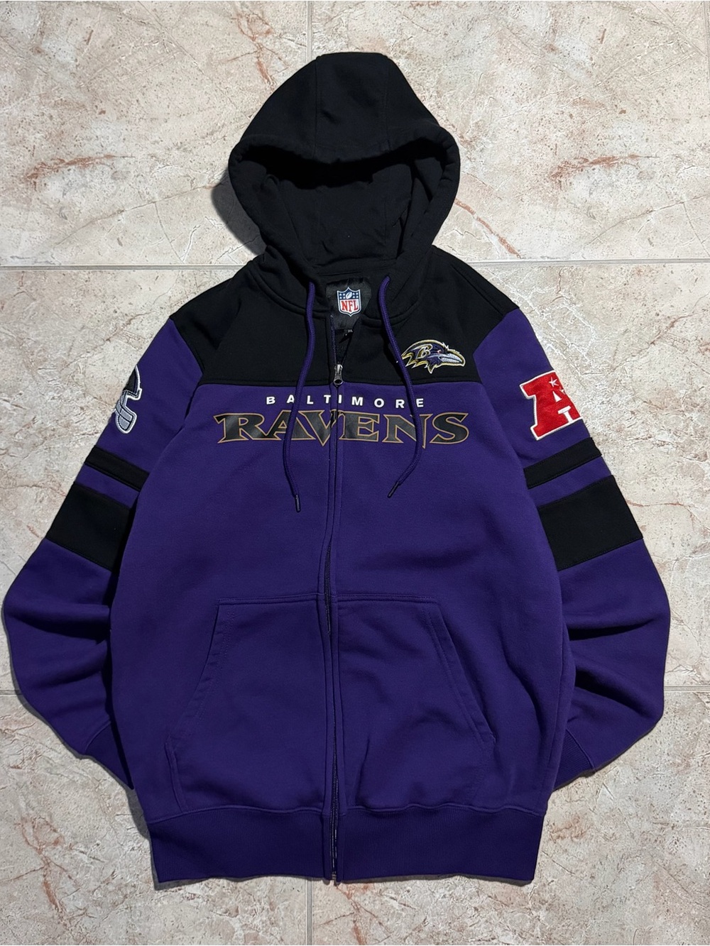NFL Baltimore Ravens Purple and Black Zip Hoodie Jacket